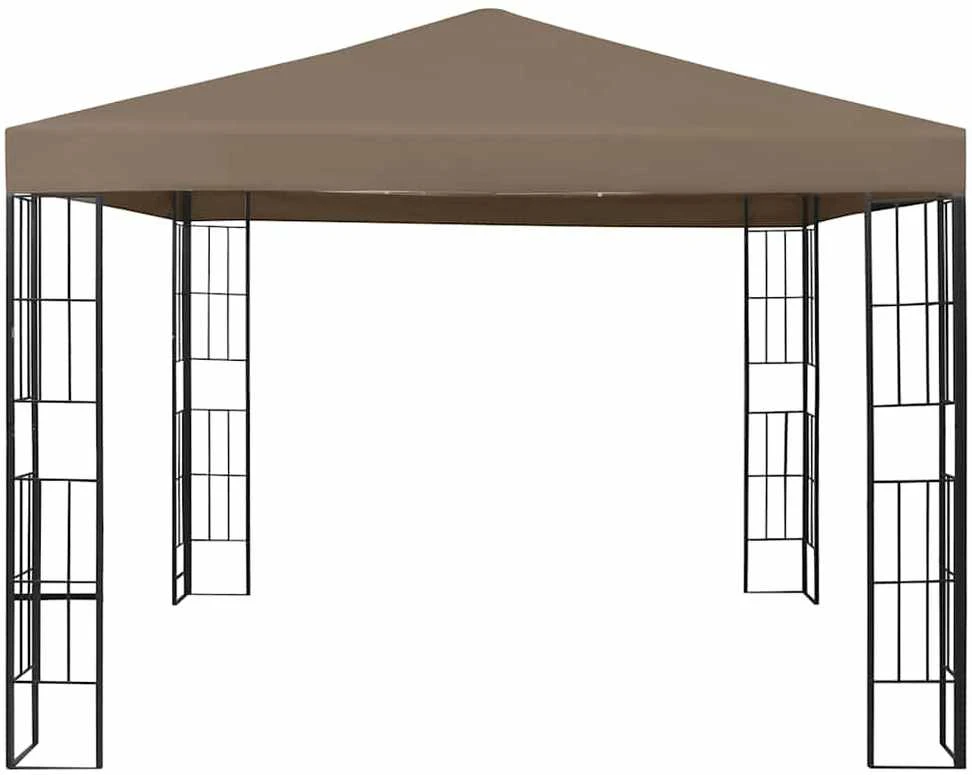 Pavėsinė su lempučių girliandomis LED, taupe, 3x3m