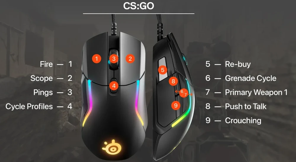 Žaidimų pelė su laidu SteelSeries Rival 5, Juodos spalvos