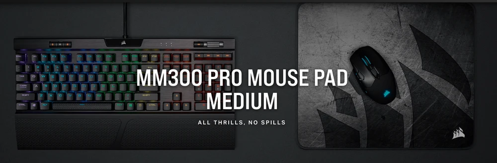 Pelės kilimėlis žaidimams Corsair MM300 PRO Premium Spill-Proof Cloth Gaming Mouse Pad — Medium, 360m x 300m x 3mm
