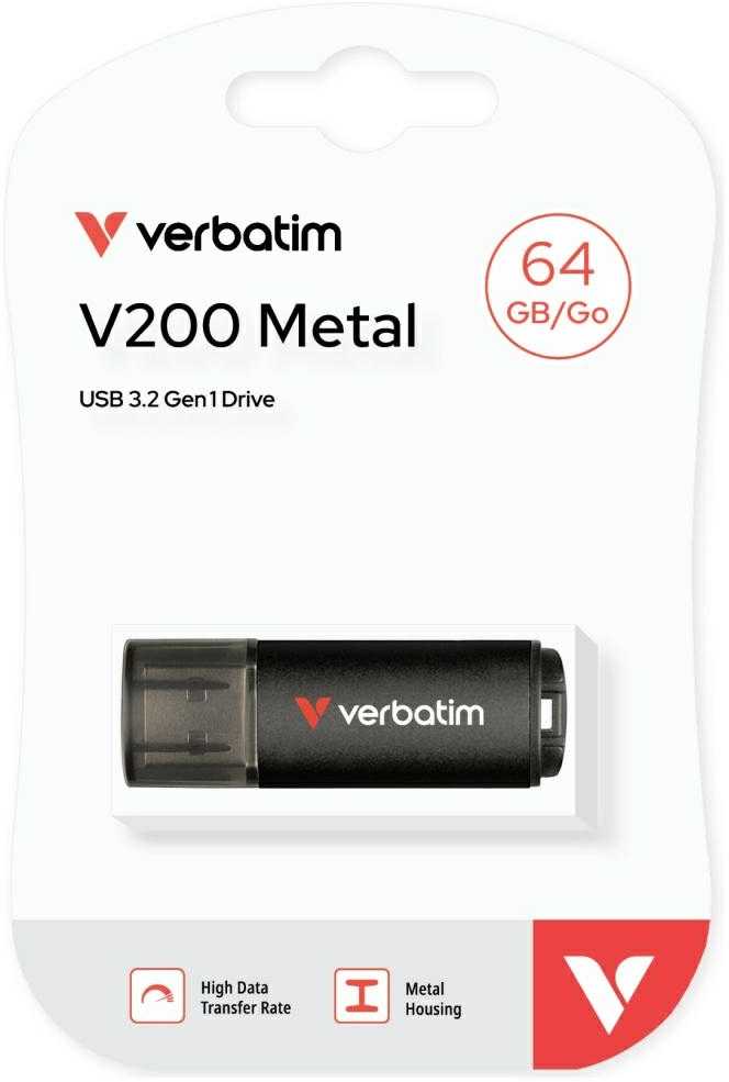 Pendrive Verbatim V200 64GB USB-A juodos spalvos 30211