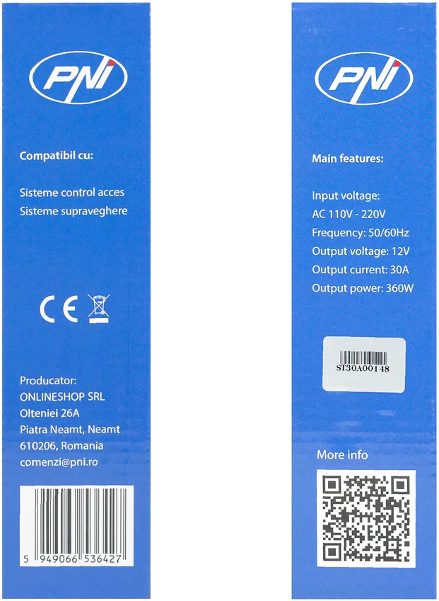 Perjungiamasis įtampos šaltinis PNI ST30A 12V 30A 360W