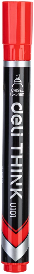 Permanentinis žymeklis DELI U101 1,5-5 mm, kirstu galiuku, 4 spalvų rinkinys