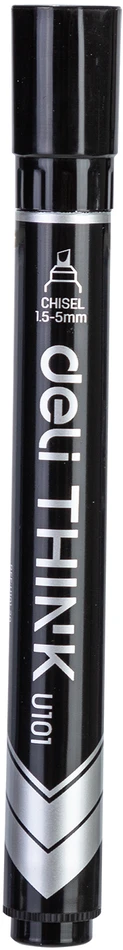 Permanentinis žymeklis DELI U101 1,5-5 mm, kirstu galiuku, 4 spalvų rinkinys