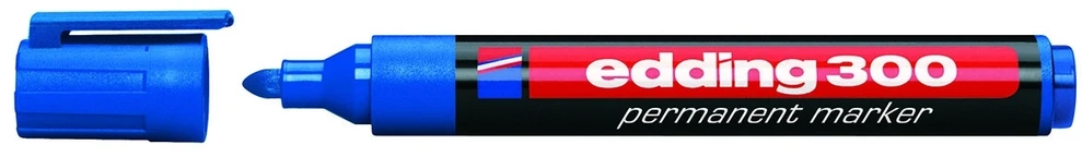 Permanentinis žymeklis Edding 300, apvaliu galiuku, 1,5-3mm, mėlynos spalvos