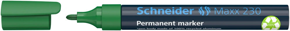 Permanentinis žymeklis Schneider 230, 1-3mm, apvaliu galiuku, žalios spalvos