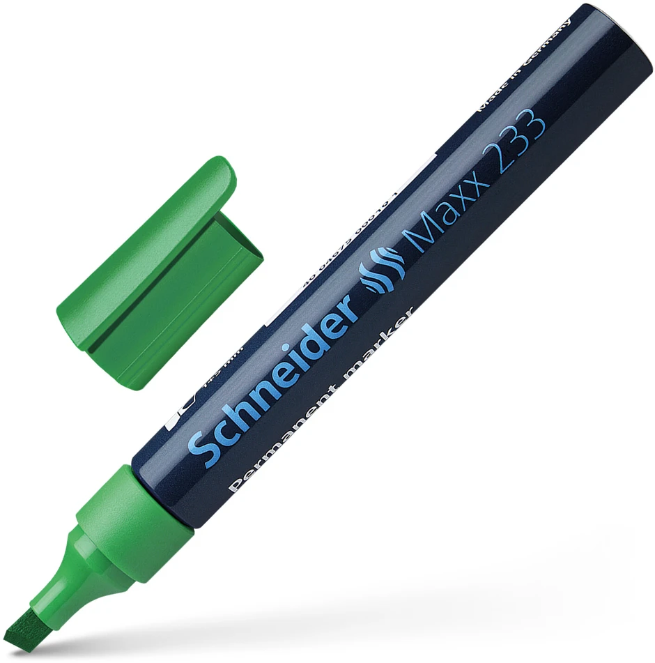 Permanentinis žymeklis Schneider 233, 1-5mm, kirstu galiuku, žalios spalvos