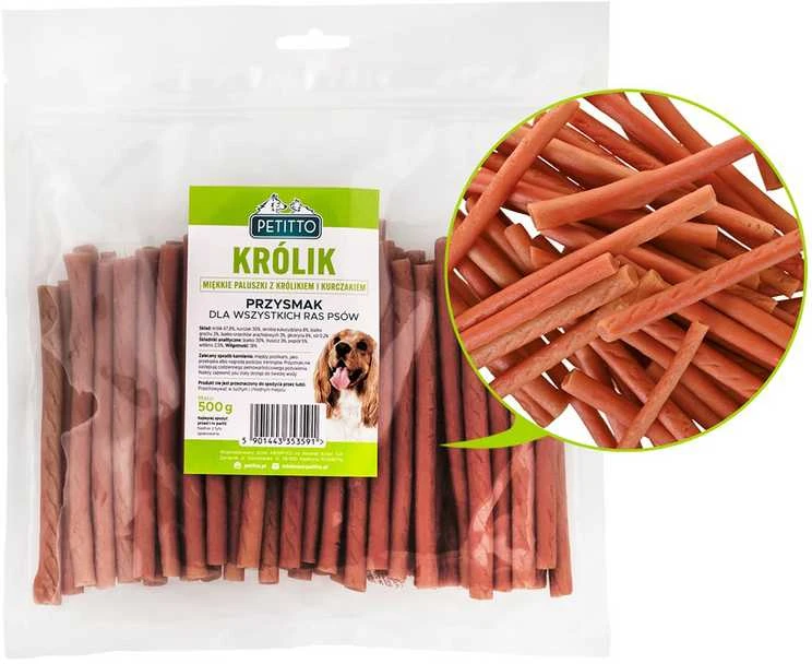 PETITTO minkšti Paluszki su Królika -skanėstas šuniui - 500g