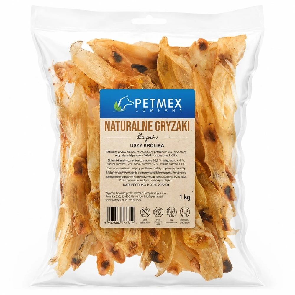 PETMEX triušiena ears – skanėstas šuniui – 1kg