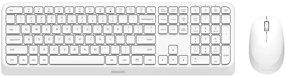 Philips 3000 series SPT6307W/00 Klaviatūra ir pelė įskaityta Universalus Radijo dažnio belaidė QWERTY Anglų Balta