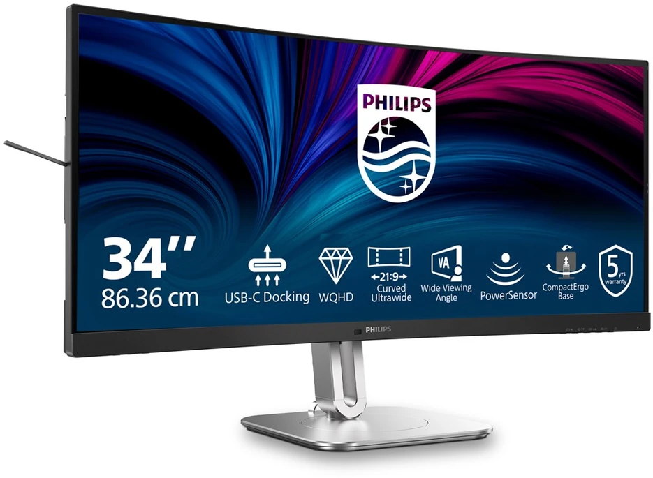 Monitorius PHILIPS 34B2U5600C/00 34 colių 3440x1440 120Hz VA lenktas/ 300  cd/m²/ HDMI 2.0 x 2, „DisplayPort“ 1.4 x 1, USB-C x 1