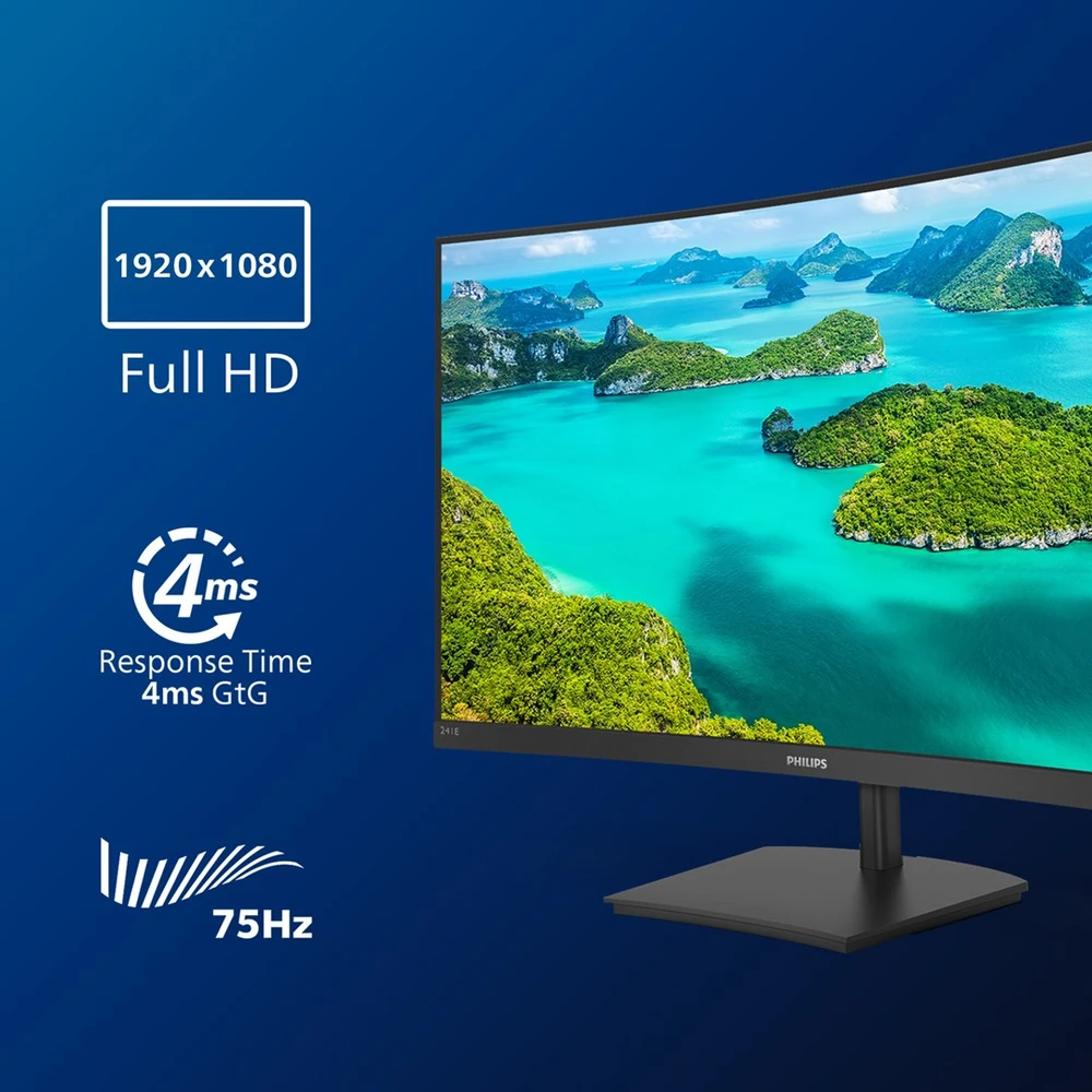 Monitorius Philips 241E1SC/00 23.6", Juodos spalvos