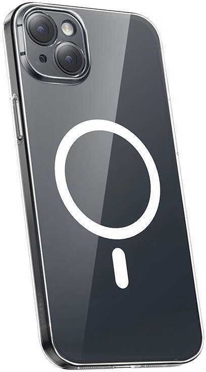 Telefono dėklas Baseus Magnetic Crystal Clear, skirtas iPhone 13 (skaidrus) su viso grūdinto stiklo ekrano apsauga ir valymo rinkiniu