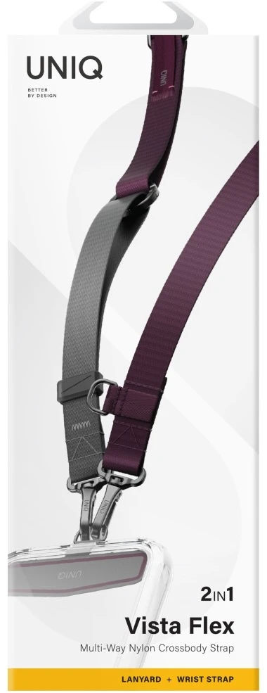 Telefono dirželis UNIQ Vista Flex 2-in-1 bordo-pilkas