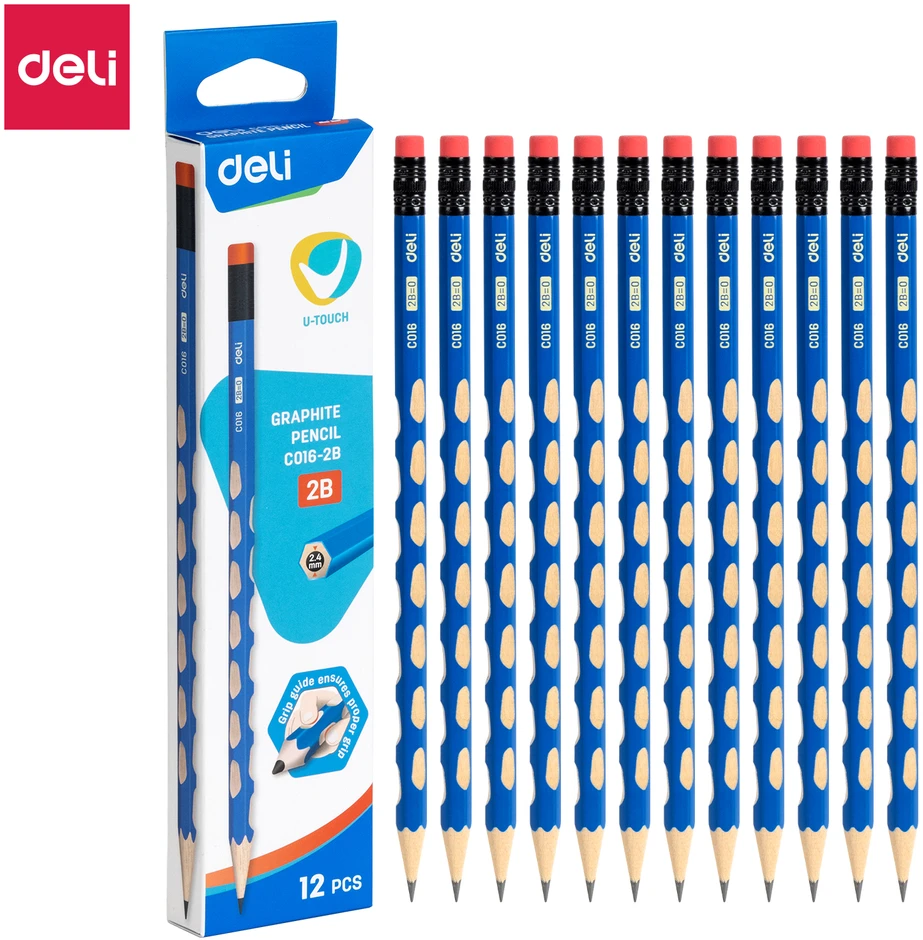 Pieštukas DELI 2B, ergonominis su trintuku