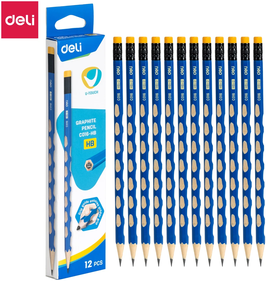 Pieštukas DELI HB, ergonominis su trintuku