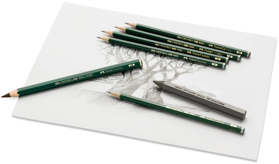 Pieštukas Faber-Castell 9000, 3B, be trintuko, padrožtas