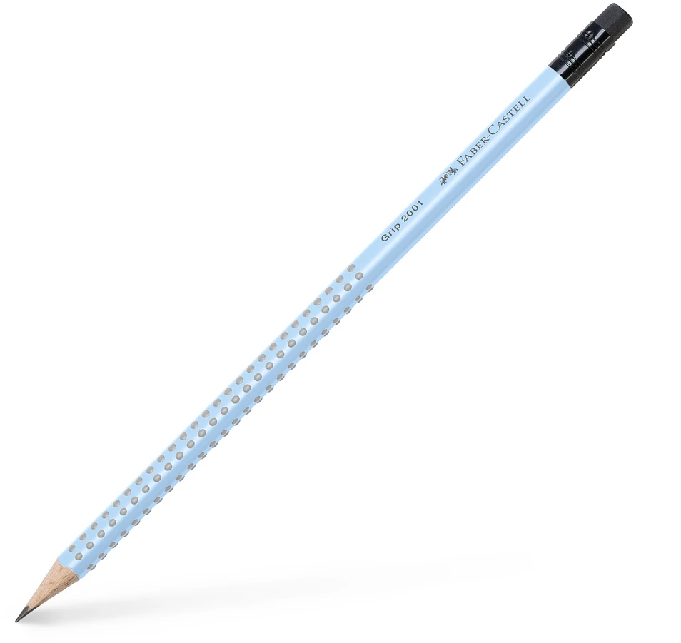 Pieštukas Faber-Castell Grip 2001 B, su trintuku, melsvos spalvos