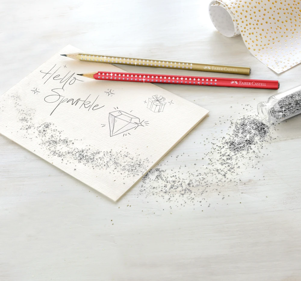 Pieštukas Faber-Castell Sparkle HB, raudonos spalvos korpusas