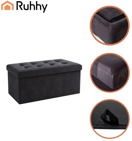 Pilkas aksominis pufas 76x38x38cm Ruhhy 26130
