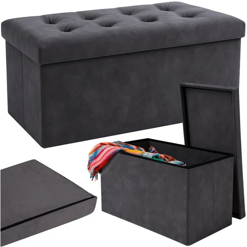 Pilkas aksominis pufas 76x38x38cm Ruhhy 26130