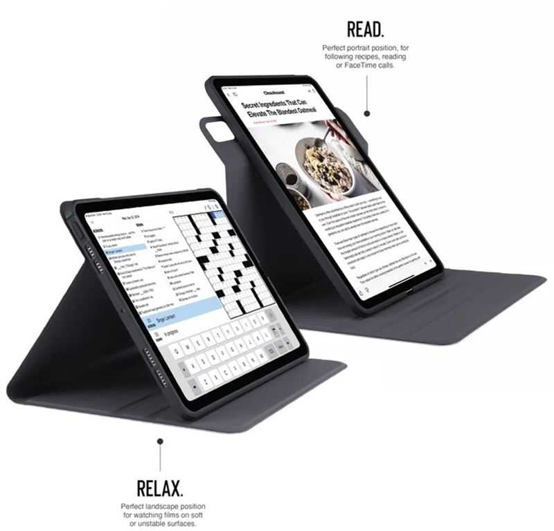 Pipetto Origami No5 Rotating dėklas, juodos spalvos – Apple iPad Pro 11 (2024,2025)