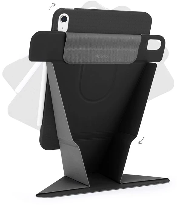Planšetė Accessories Pipetto Origami No6 stovas-dėklas, juodas – iPad Air 13″ 2024/2025/2026