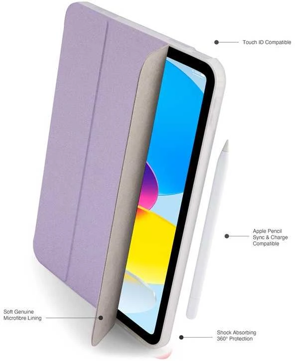 Pipetto Origami No7 Tri-dėklas, metallic violetinės spalvos – Apple iPad (A16) / Apple iPad (2022)