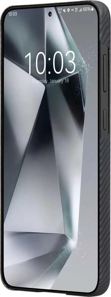 Dėklas Pitaka Ultra-Slim Case, Juodas/Pilkas Twill - Sansung Galaxy S25