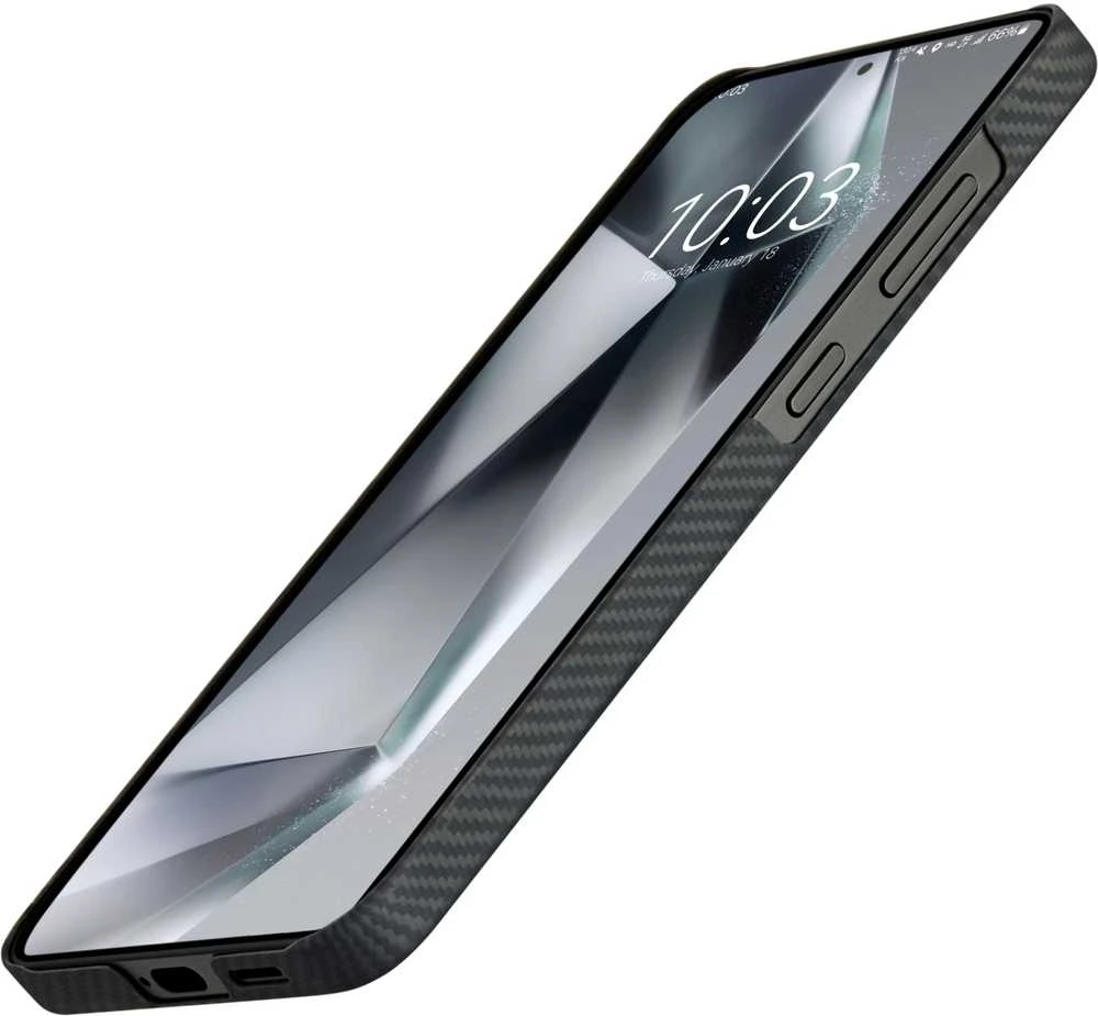 Dėklas Pitaka Ultra-Slim Case, Juodas/Pilkas Twill - Sansung Galaxy S25