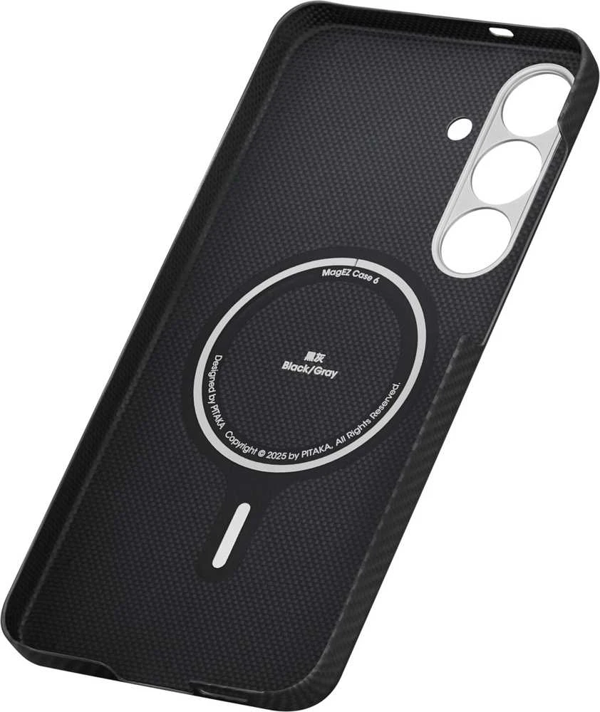 Dėklas Pitaka Ultra-Slim Case, Juodas/Pilkas Twill - Sansung Galaxy S25