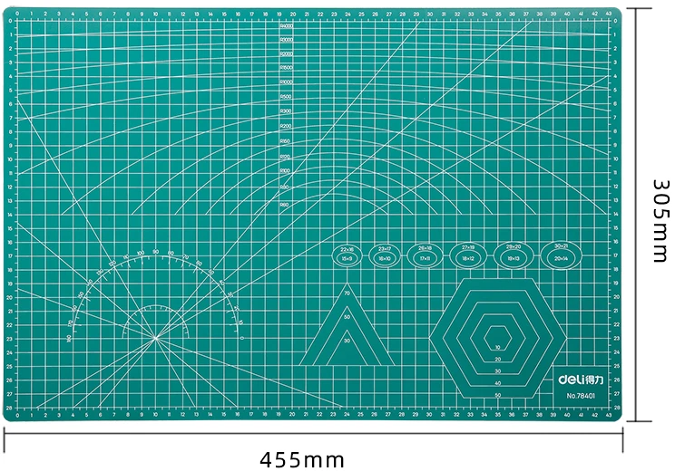 Pjaustymo pagrindas DELI 78400, A4, 3mm, PVC, žalios spalvos