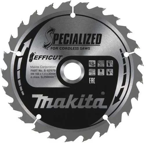 Makita B-62979 T.C.T. pjovimo diskas 165X1.4X20mm 23° T25 EFFICUT