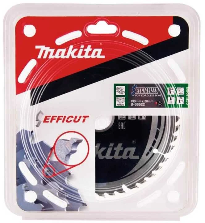 Makita T.C.T. pjovimo diskas EFFICUT B-68622 T.C.T • 190 x30 mm • T45 • 23° • Medienai