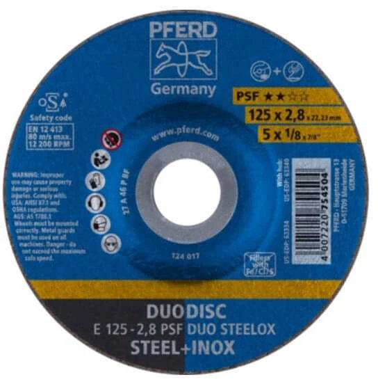 Pjovimo ir šlifavimo diskas PFERD E125-2.8 A46 P PSF-INOX-DUO