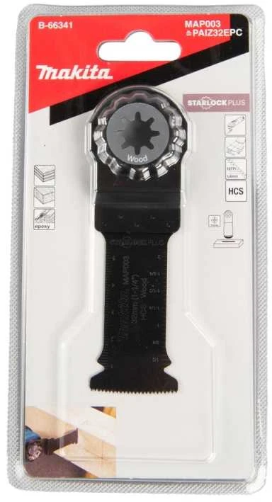 Makita Įgilinamieji pjovimo diskai 32mm B-66341 Starlock Plus • 18 TPI • HCS • MAP003 • medžiui