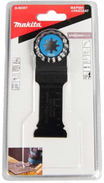 Makita DAUGIAUSIAS ĮRANKIS ĮGLIAMUOJU PJŪKLUO DISKAS 32 mm B-66357 Starlock Plus • 23 TPI • TC / HM • MAP004 • Metalui