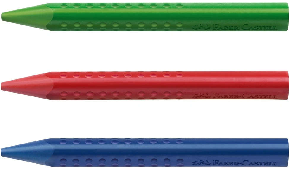 *Plastikinės kreidelės Faber-Castell Grip Jumbo, tribriaunės, 12 spalvų