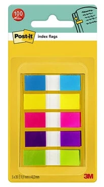3M Lipnūs žymekliai Post-it, 11,9 x 43,2 mm, 5 spalvos