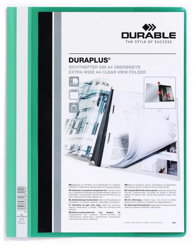 Aplankas dokumentams su įsegėle ir kišene DURABLE DURAPLUS