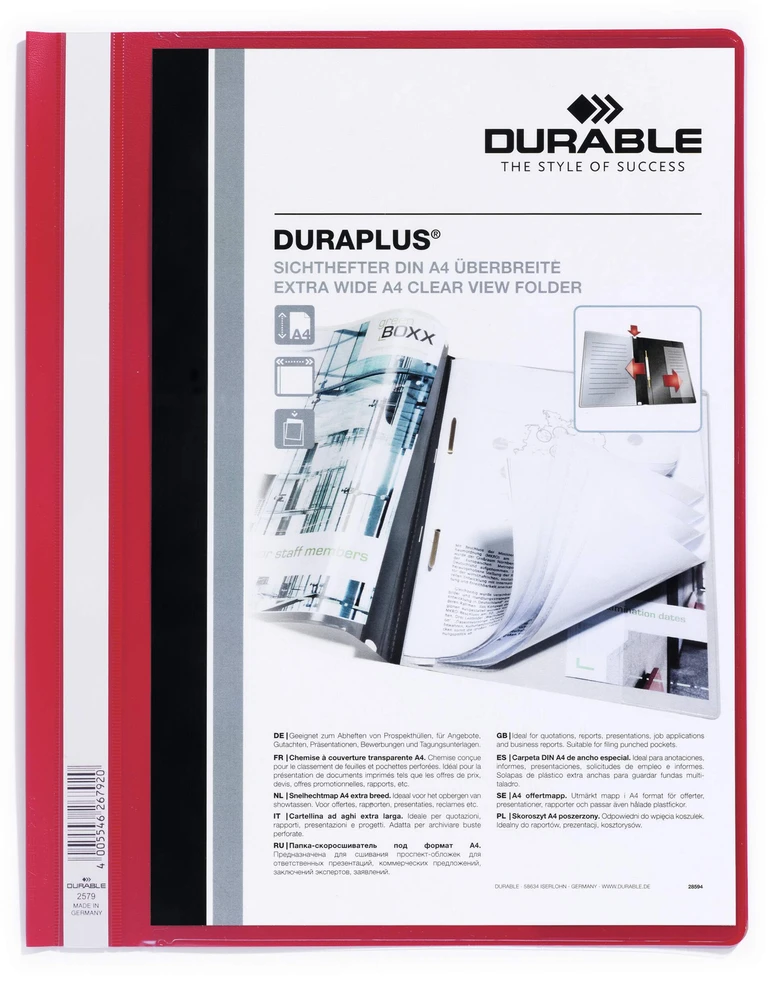 Aplankas dokumentams su įsegėle ir kišene DURABLE DURAPLUS