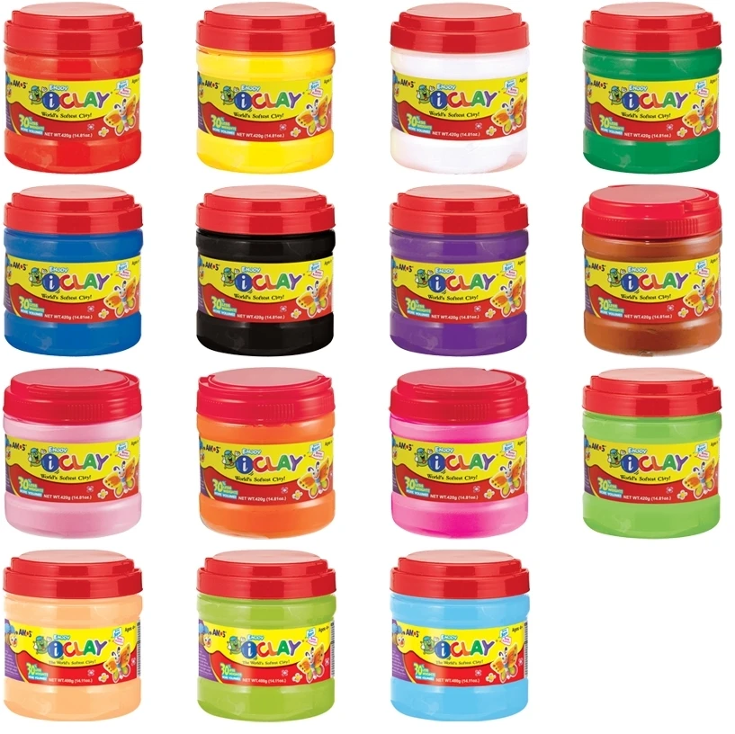 Plastilinas Amos iClay, 400g, kietėjantis ore, kibirėlyje, įvairių spalvų