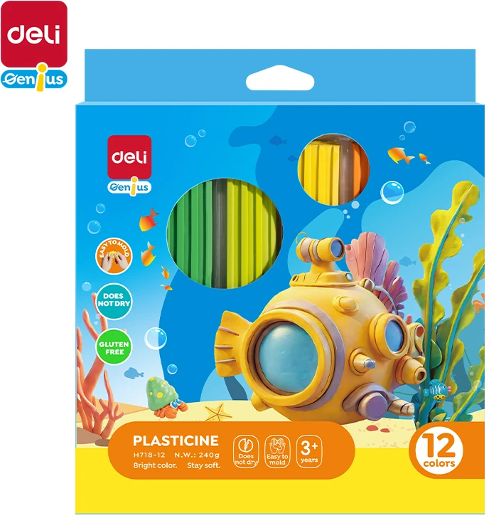 Plastilinas DELI 12 spalvų, 240 g