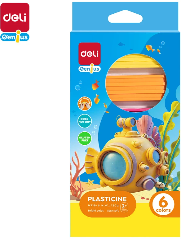 Plastilinas DELI 6 spalvų, 120 g