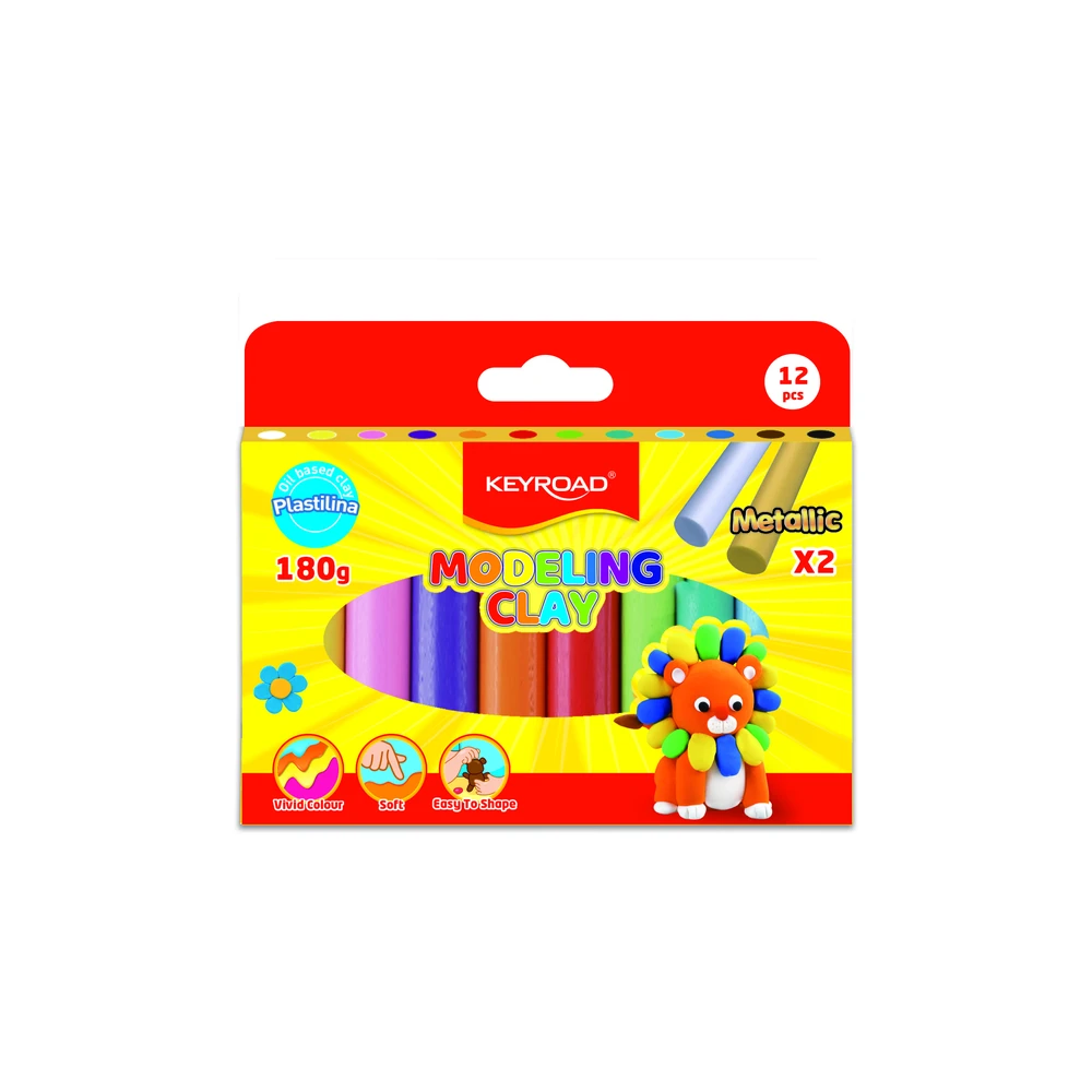 Plastilinas Keyroad 12 spalvų, 180 g, aukso + sidabro spalvos
