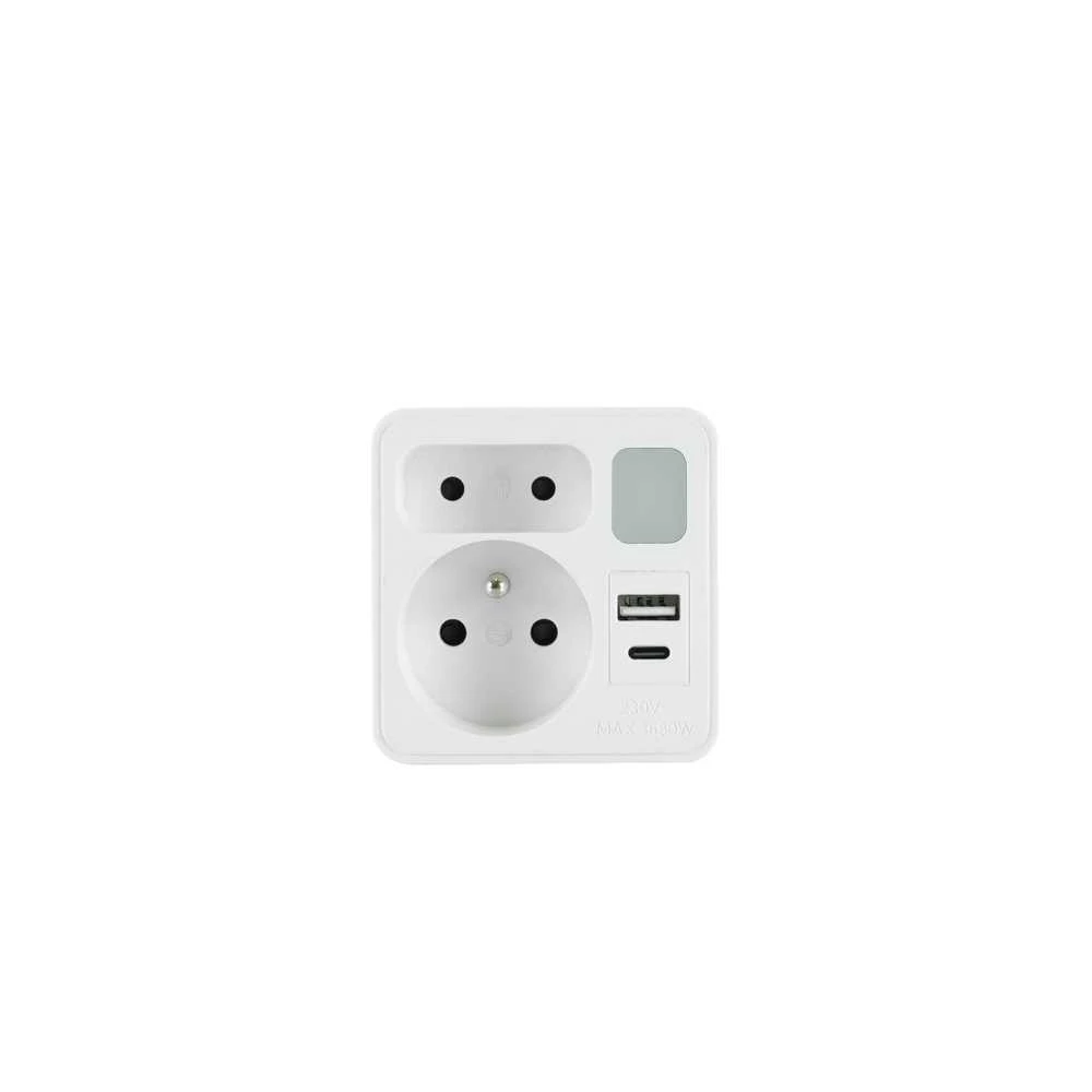 PLASTROL DVIGUBAS ŠAKOTUVAS SU LEMPUTE 1x USB + 1x USB C