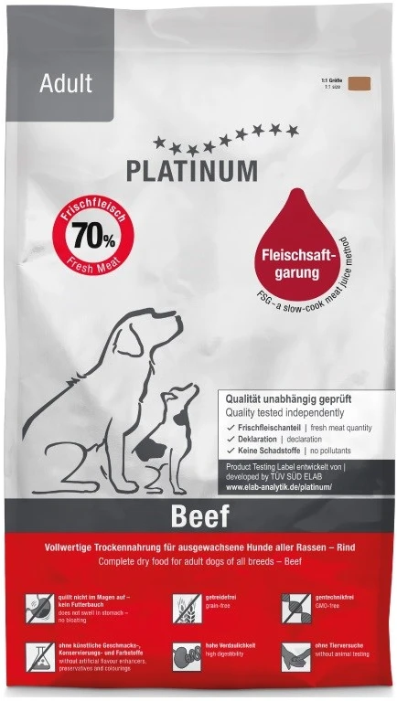 Šunų Maistas - PLATINUM Suaugusiųjų Jautienos Pusiau Drėgnas 15kg 24% Baltymų 16% Riebalų