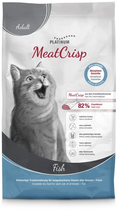 Kačių Maistas - PLATINUM MeatCrisp Suaugusiųjų Žuvies 1.5kg Be Gluteno