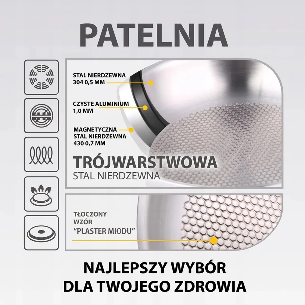 HONEYCOMB Plieninė keptuvė MAESTRO MR-1228 24 cm (MR-1228-24)