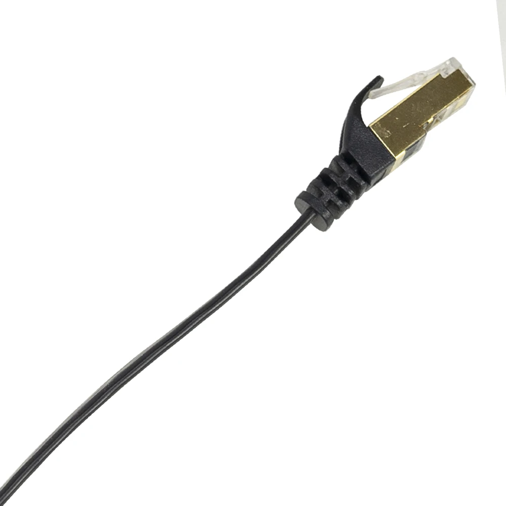 Plokščias tinklo kabelis S/STP CAT7 PNI U7015B, Patch, 2 x RJ45, 4 laidų poros, 32AWG, varinis, 10 Gbps, 600 MHz, 1.5m, juodas