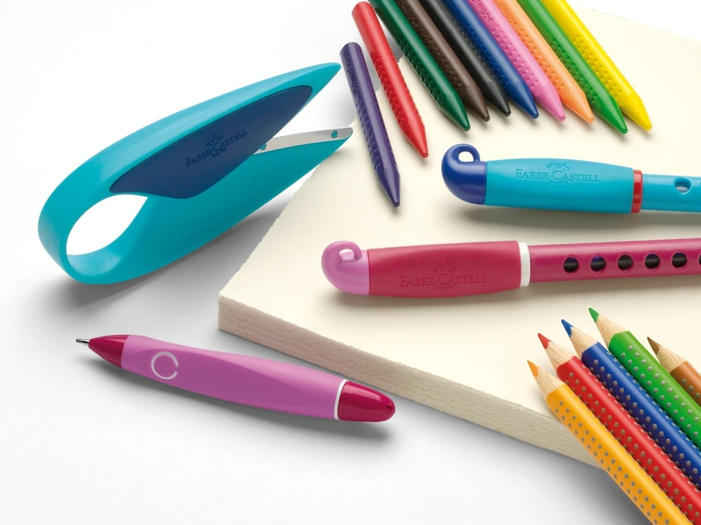 Plunksnakotis Faber-Castell Scribolino, kairiarankiams, rožinės spalvos korpusas